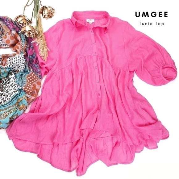 Umgee Pink Oversized Tunic Top Sz M - Picture 1 of 12